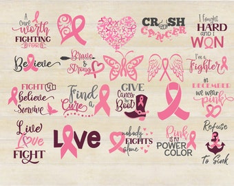 CANCER AWARENESS BUNDLE, Cancer awareness svg, CancerAwareness, Pink ribbon Clipart, svg/png/ai cut files