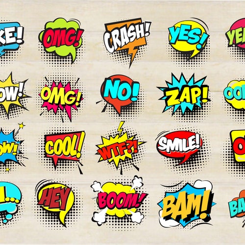 Colorful Comic Speech Bubbles SVG Speech Bubble Pop Art - Etsy Colorful Comic Speech Bubbles SVG Speech Bubble Pop Art - Etsy