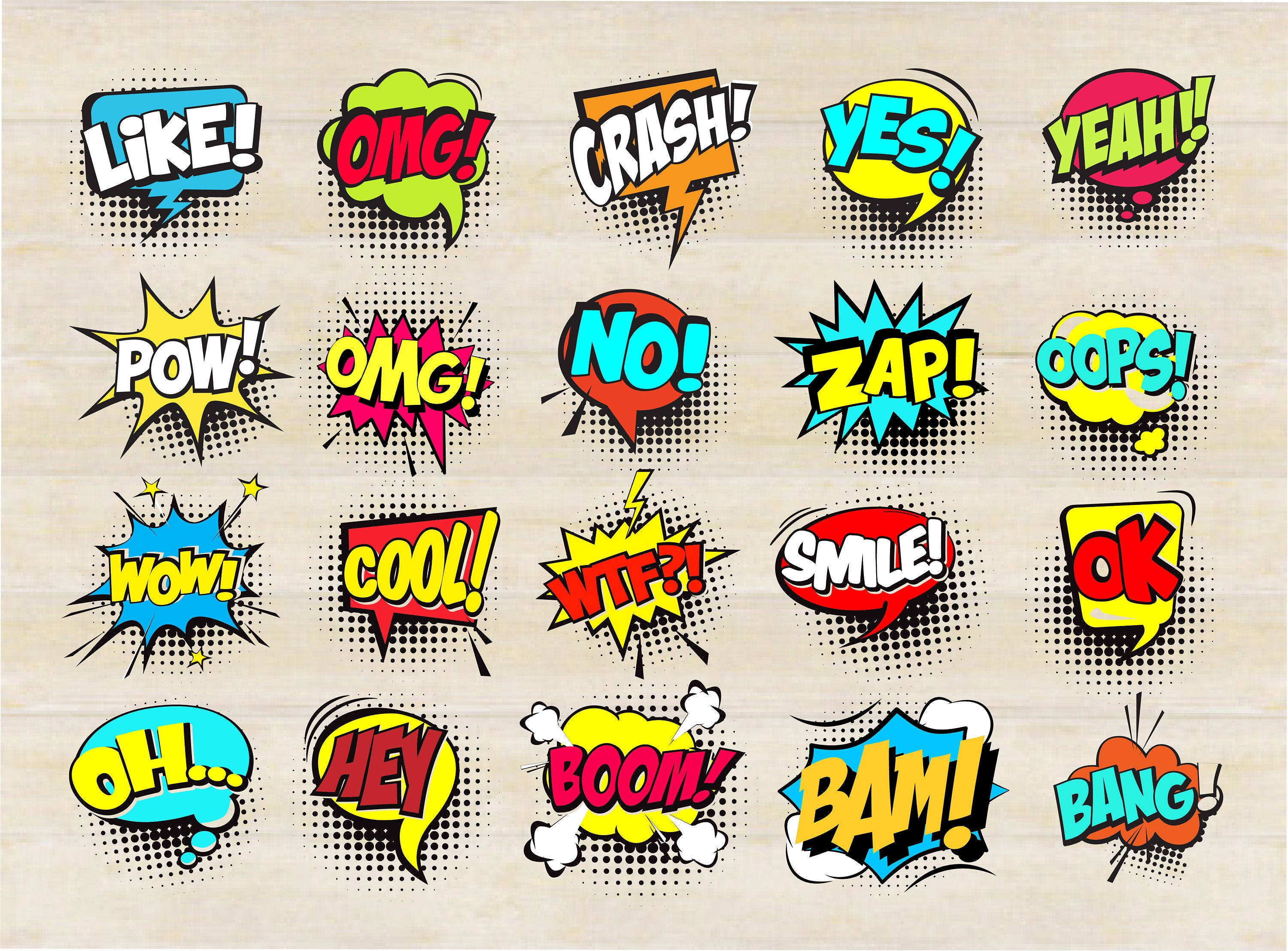 Selskab ingeniør Skibform Colorful Comic Speech Bubbles SVG Speech Bubble Pop Art - Etsy