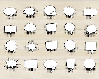 Comic speech bubbles SVG, Speech Bubble, Pop Art, Retro speech, Boom, Pow, Bubble collection, svg, png, ai, eps, dxf