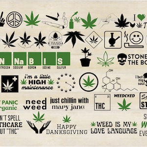 WEED SVG BUNDLE 2023, Weed Bundle, Cannabis Silhouette, Marihuana Vektor für Cricut und Silhouette, svg/png/jpeg/eps/dxf