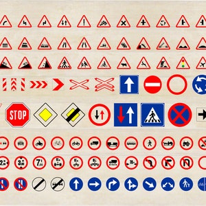 Verkeersborden SVG Bundel, 107 Verkeersborden Clipart, Snelweg, Straatborden sticker, snelheidslimiet, svg, png, ai, eps, dxf cut bestand