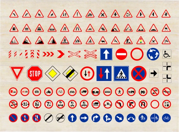 Plotterdatei Verkehrsschilder SVG Bundle, 107 Straßenschilder