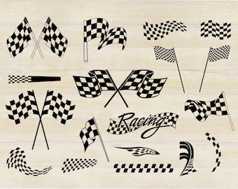 Racing Flags Bundle SVG| PNG| Ai| EPS| dxf| Checkered Flag, Racing, Race, Flag Vectorized silhouette