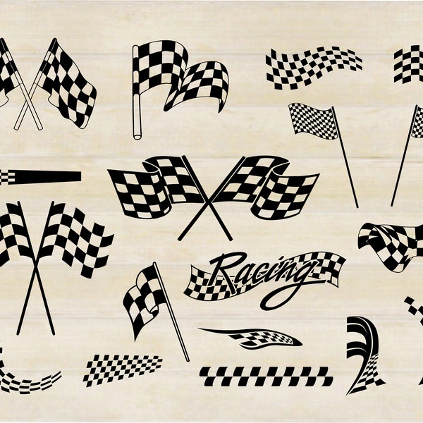 Racing Flags Bundle SVG| PNG| Ai| EPS| dxf| Checkered Flag, Racing, Race, Flag Vectorized silhouette