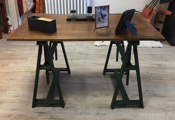 Upcycling Vintage Wood Desk And Trestle Etsy