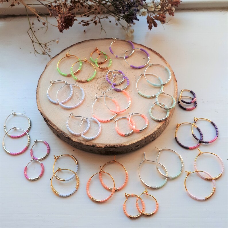 delicate hoop earrings minimalist hoops beaded creole hoops creole hoop earrings dainty hoop earrings Creole hoops gold