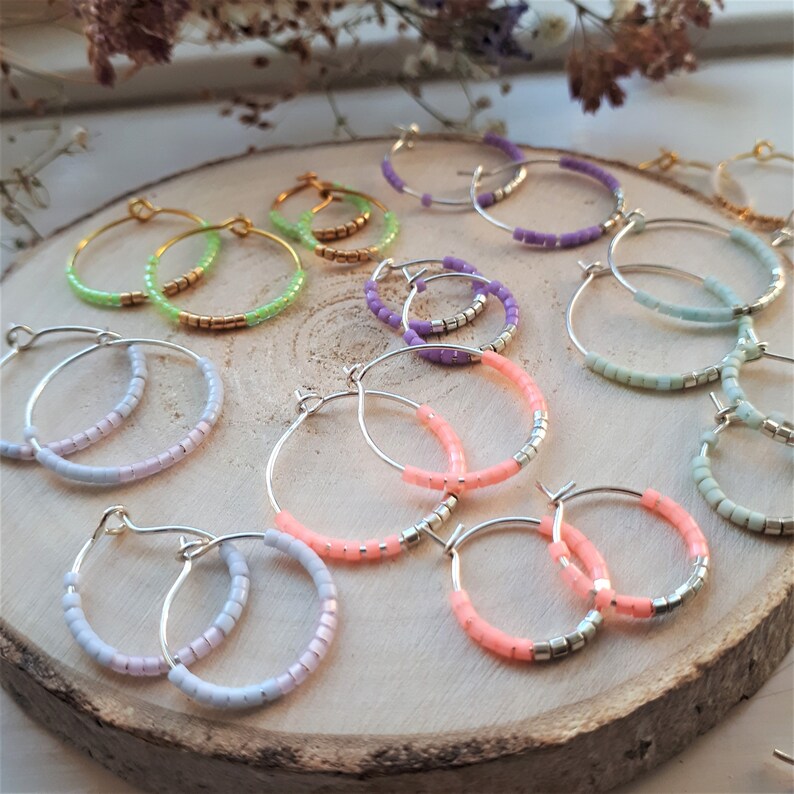 delicate hoop earrings minimalist hoops beaded creole hoops creole hoop earrings dainty hoop earrings Creole hoops gold