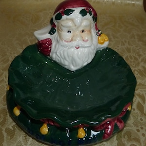 SANTA Candy Trinket Dish Ceramic 1996 Galerie Au Chocolat Made in China 3.5” x 6”
