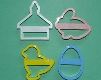 CRAFTSMAN FOX RUN Cookie Cutters Set of 4 Plastic Easter Church Bunny Chick Egg