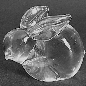 PbO Crystal Bunny Figurine 24% Lead Crystal Made In Taiwan