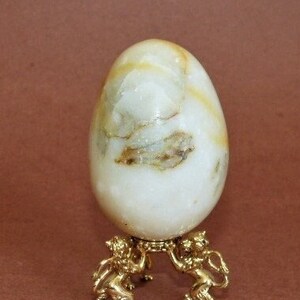 Marble Alabaster Egg Beige, Yellow Brown Melange Easter Décor 2.5” x 2”