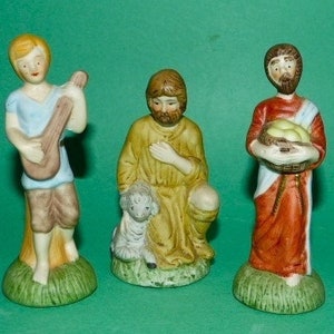 SEARS ROEBUCK and CO. Nativity Figurines Shepherd & Villagers Hand Painted Porcelain Christmas Ten Dollars Per Figurine