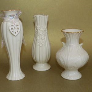 LENOX Bud Vases Ivory Gold Accents