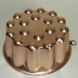 Copper Aluminum Mold Pinkish Tint Half -Cylinders Raised Dots 6.75” Diameter 4 Cups