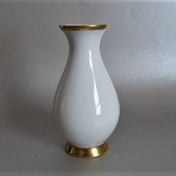 Flower Vase KUNST HUMMENDORF KRONACH Ceramic Gold Trim