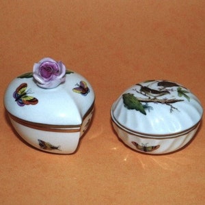 HEREND HUNGARY Ring Boxes Rothschild Bird Handpainted Porcelain Made In Hungary 55 Dollars Per Box