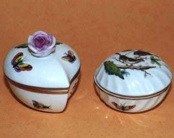 HEREND HUNGARY Ring Boxes Rothschild Bird Handpainted Porcelain Made In Hungary 55 Dollars Per Box