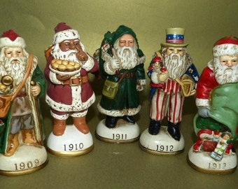 Vtg Memories of Santa Christmas Ornaments in Box, 1900 Santa and