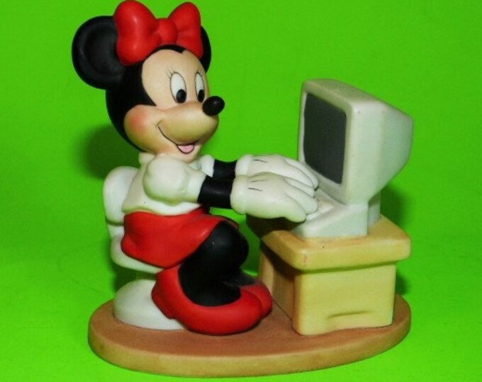 Minnie Mouse Computer Mouse MINNIE MOUSE With Computer Disney Figurine Ceramic 3.75” X 3.75” - Etsy