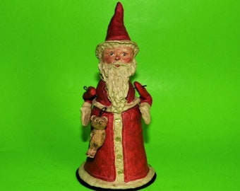 POLIWOGGS Collectibles Department 56 American Folk Art Santa Claus With Animal Moveable Arms Christmas Décor 7”