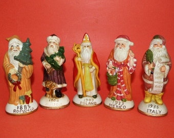 Santas From Around The World Figurines Earthenware Hand Painted Ten Dollars Per Figurine 5”