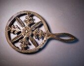 Trivet Cast Iron Bronze Finish Floral Motif