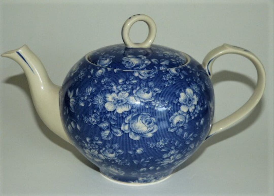 ANTIQUE REFLECTIONS J. Godinger & Co. Teapot Blue White Floral Etsy