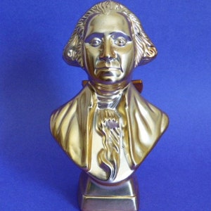 AVON George Washington Bust Gold Tai Winds After Shave Decanter 6.5” x 4”