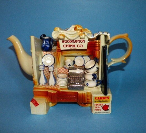 イギリス ヴィンテージ Paul Cardew ミニチュアティーポット中国茶店 PAUL CARDEW Teapot Woodmanton China Co. Market Stall Signed P