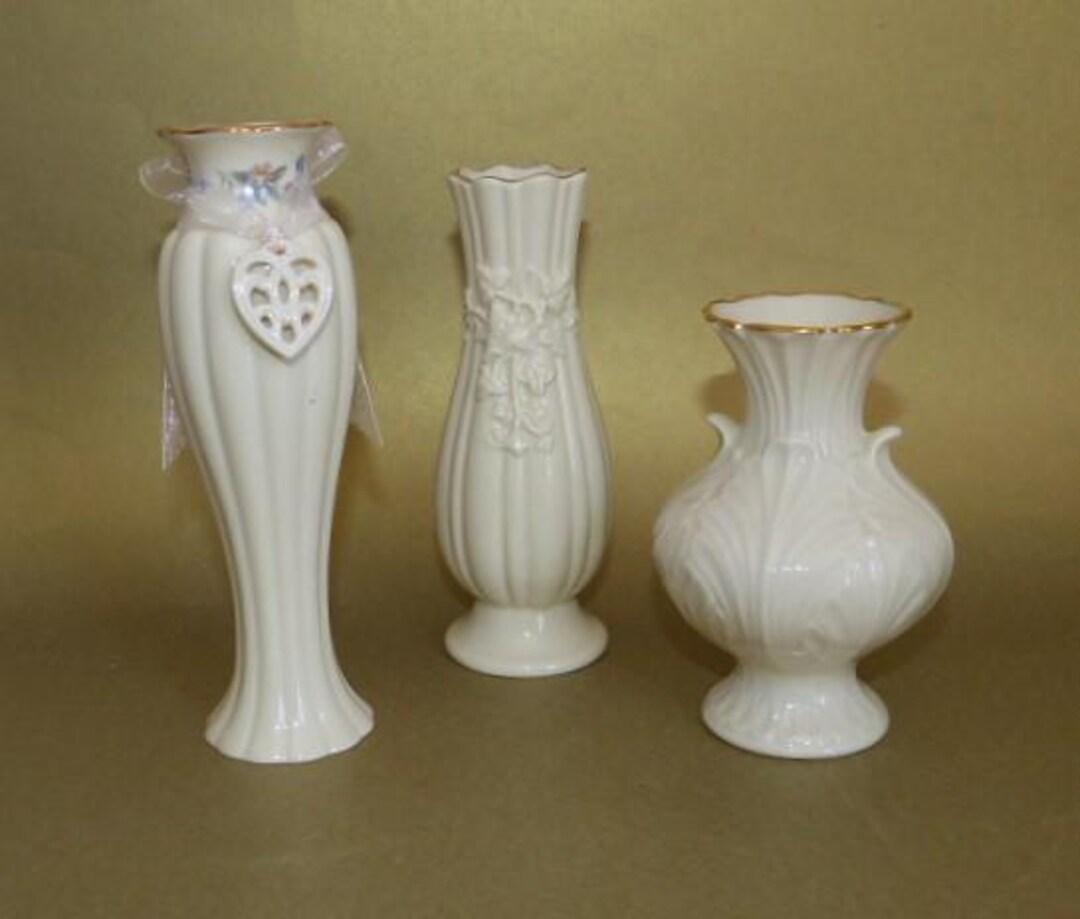 LENOX Bud Vases Ivory Gold Accents - Etsy