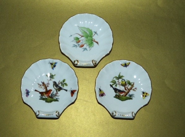 Herend 大皿 手塗り 鳥 蝶 スカロップ シェル Herend Shell - Etsy
