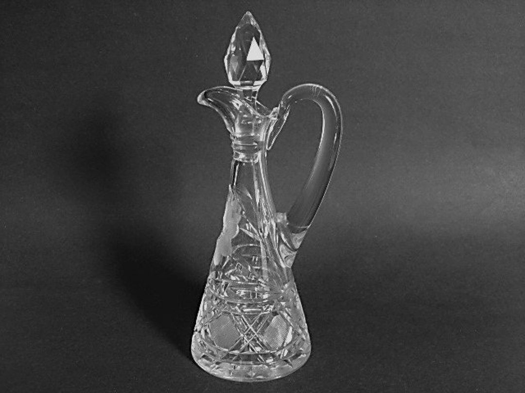 Cut Glass Cruet American Brilliant Floral Hashed Starburst 9 X 3 Etsy
