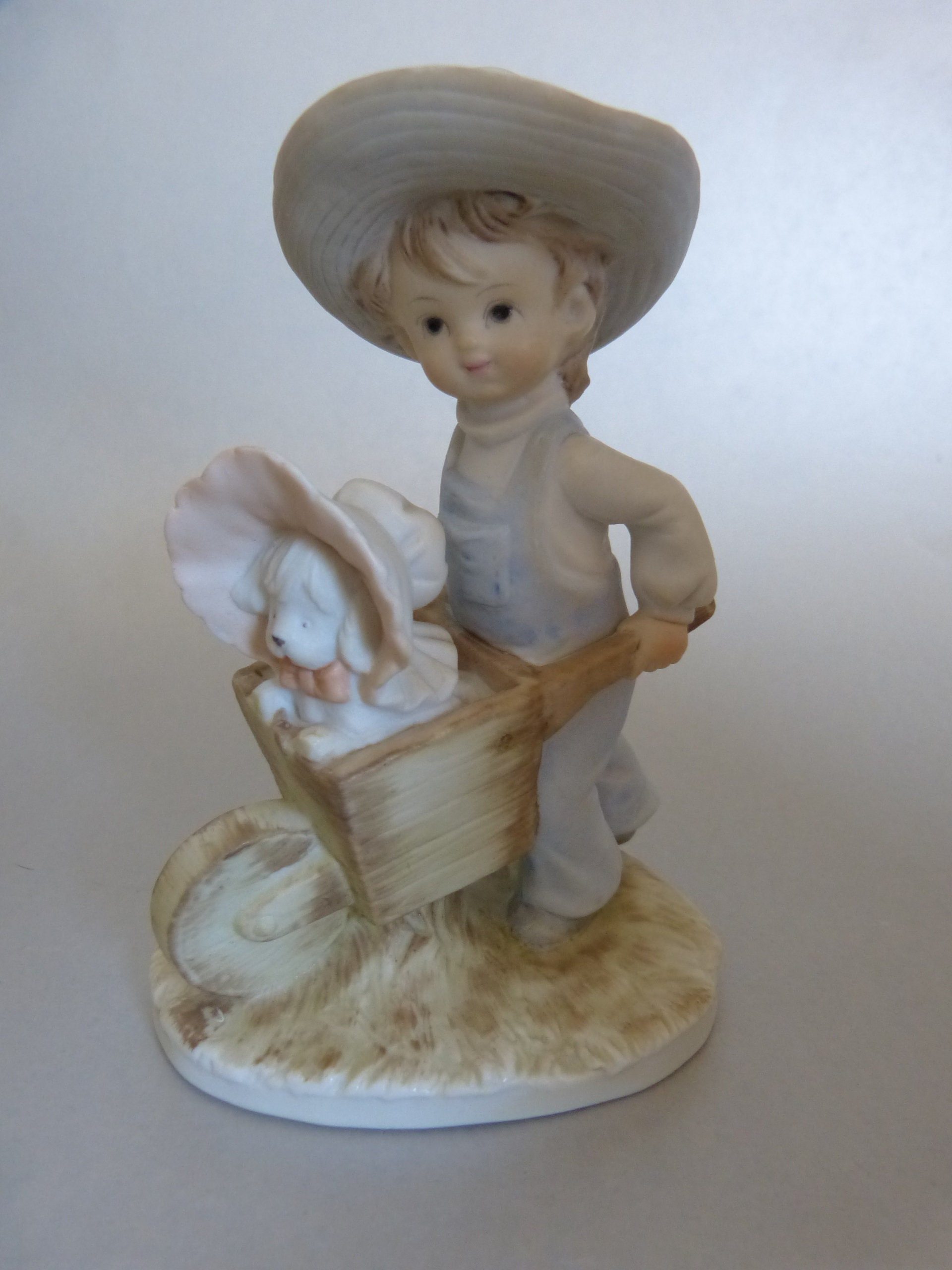 LEFTON China Boy With Dog in Wheelbarrow Made in Japan KW 230 Hand