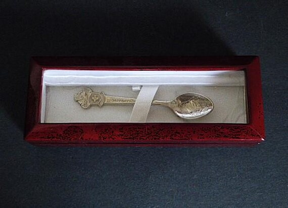 ROLEX Silver Cross Souvenir Spoon of LUGANO With Lacquered Display