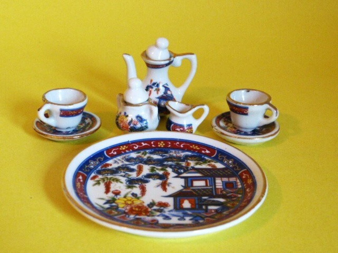 Mini Tea Set Childs Tea Set 10 Piece Imari Asianinspired Blue & Red