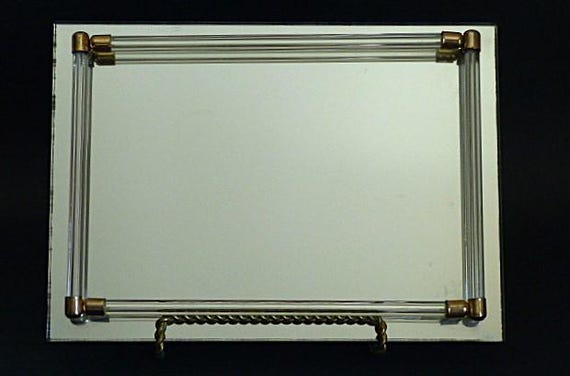 Mirror Vanity Dresser Tray Rectangular Glass Stud… - image 4