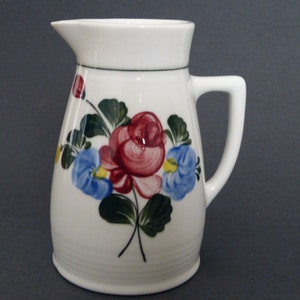 LILIEN PORZELLAN Pitcher Austria “Handgemalt Inglasur”  Hand Painted  4.75” tall 1970’s