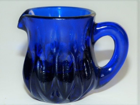 Mini Glass Pitcher Creamer Cobalt Blue 2.25 x 2.75