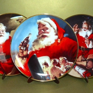 COCA-COLA Decorative Plates Santa Claus The Franklin Mint Holiday Christmas Porcelain 1994 Limited Edition 13 Dollars Per Plate 8”