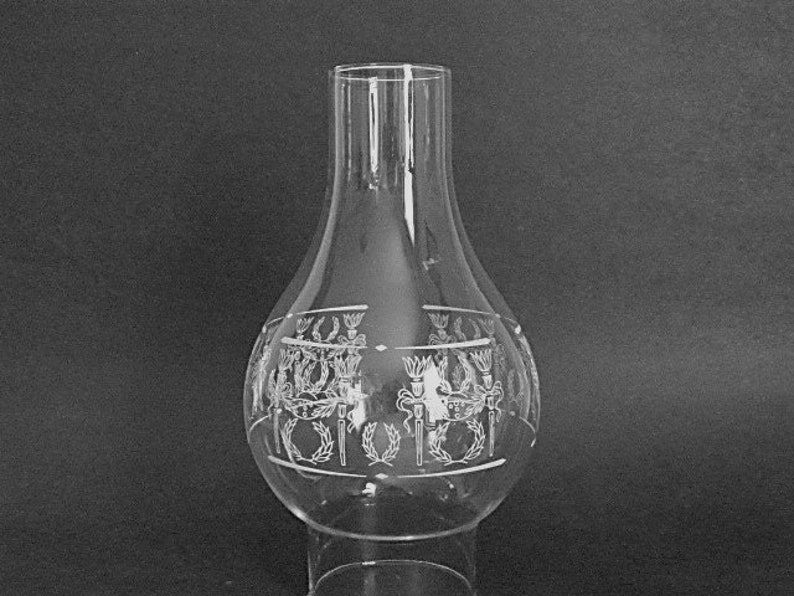 Hurricane Oil Lamp Shade Clear Glass White Torches & Wreaths Etsy