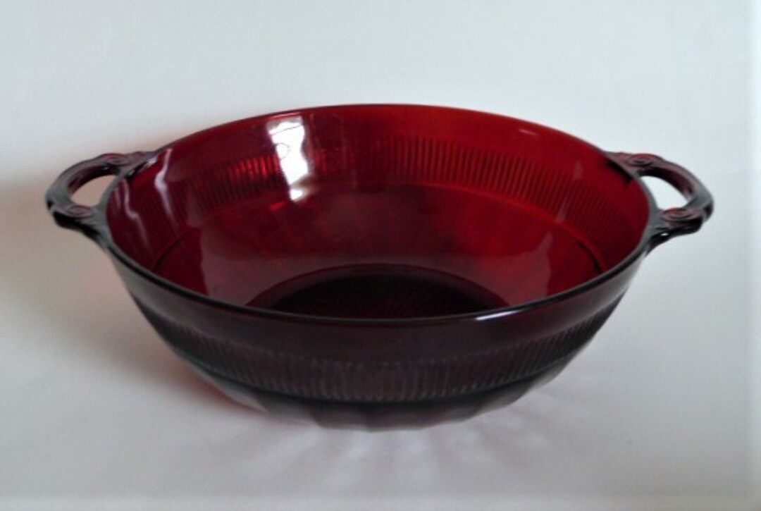 ANCHOR HOCKING Royal Ruby Red Glass Serving Bowl Coronation Etsy
