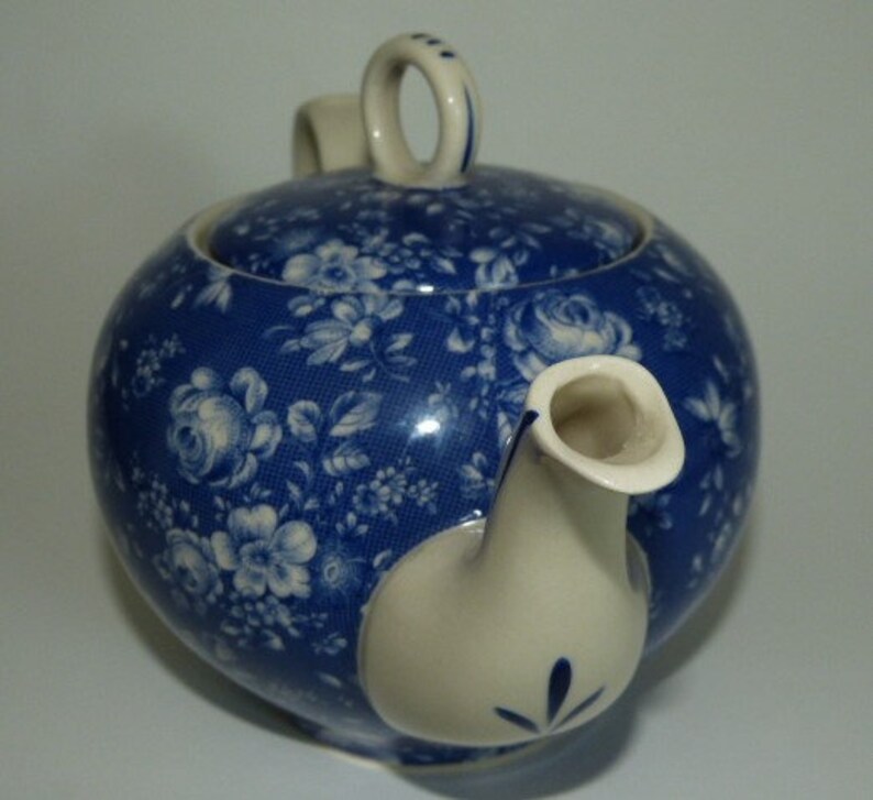 ANTIQUE REFLECTIONS J. Godinger & Co. Teapot Blue White Floral Etsy