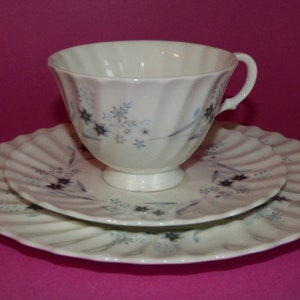 ROYAL DOULTON Teacup Saucer Dessert Plate Trio Millefleur Fine Bone China Scalloped Made In England
