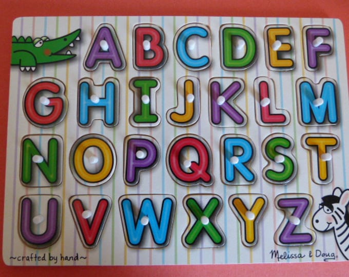 MELISSA & DOUG Wooden See-inside Alphabet Peg Puzzle Fresh Start Ages 3