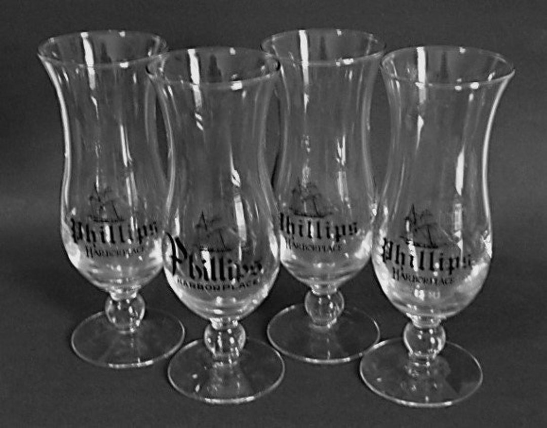 PHILLIPS HARBORPLACE Vintage 1990's Hurricane Glasses Set Etsy