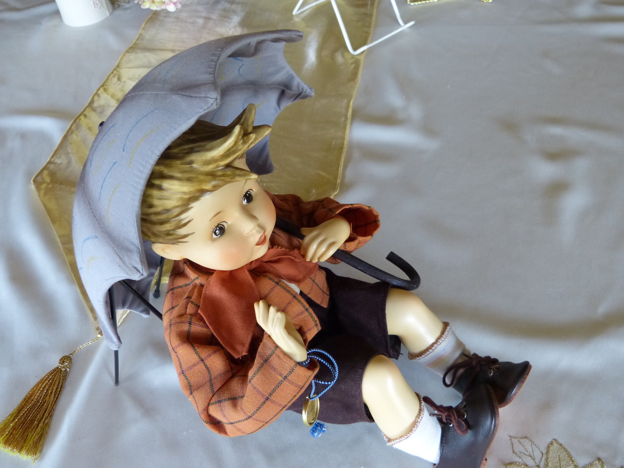 M.I. HUMMEL GOEBEL Porcelain Doll Boy Sitting Under Umbrella - Etsy