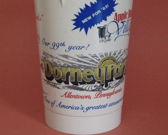 DORNEY PARK 1983 Souvenir Cup With Handle White Plastic Alfundo