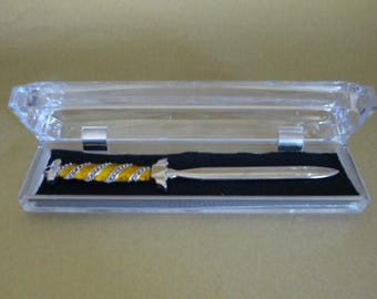 Vintage Letter Opener Silver Blade Gold-Tone Handle 7.25"