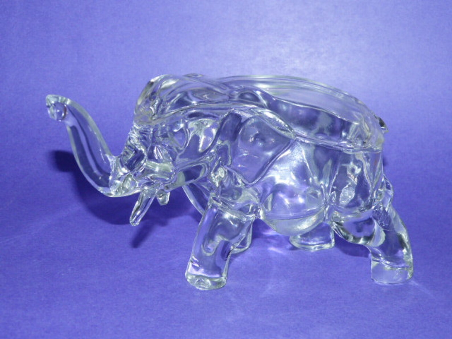 TIARA INDIANA GLASS Elephant Lidded Candy Trinket Dish 4 x 7 Etsy